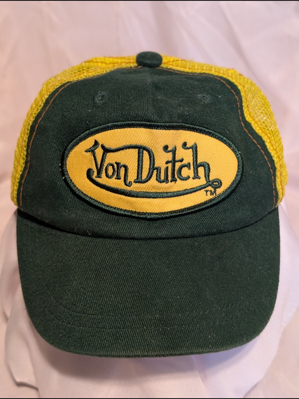 Von Dutch Green and Yellow Mesh Trucker Hat